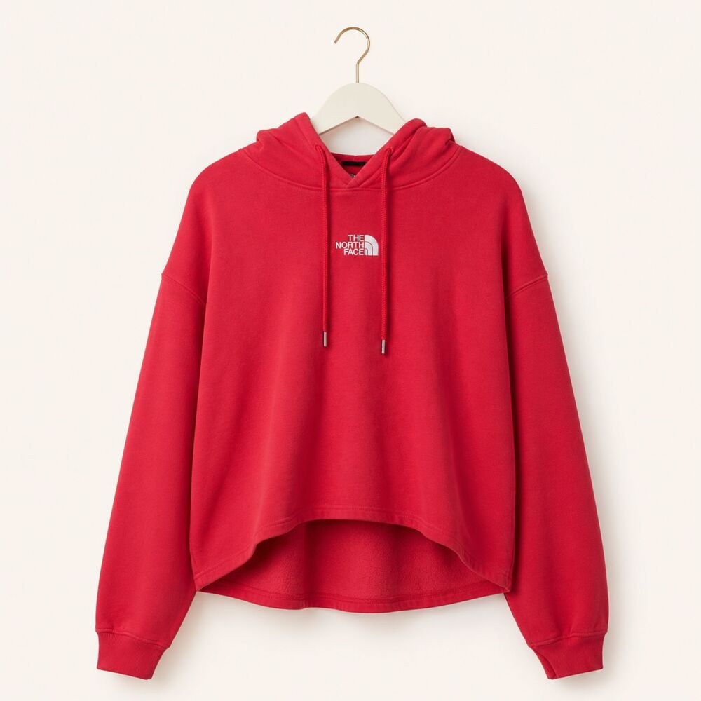 The North Face Women’s Evolution Hi-Lo Hoodie Clay Red Cropped Sweatshirt Medium